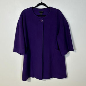 J.Michaels Purple Cashmere Wool Blend Cape Sleeve Coat Women's Size 12 Button